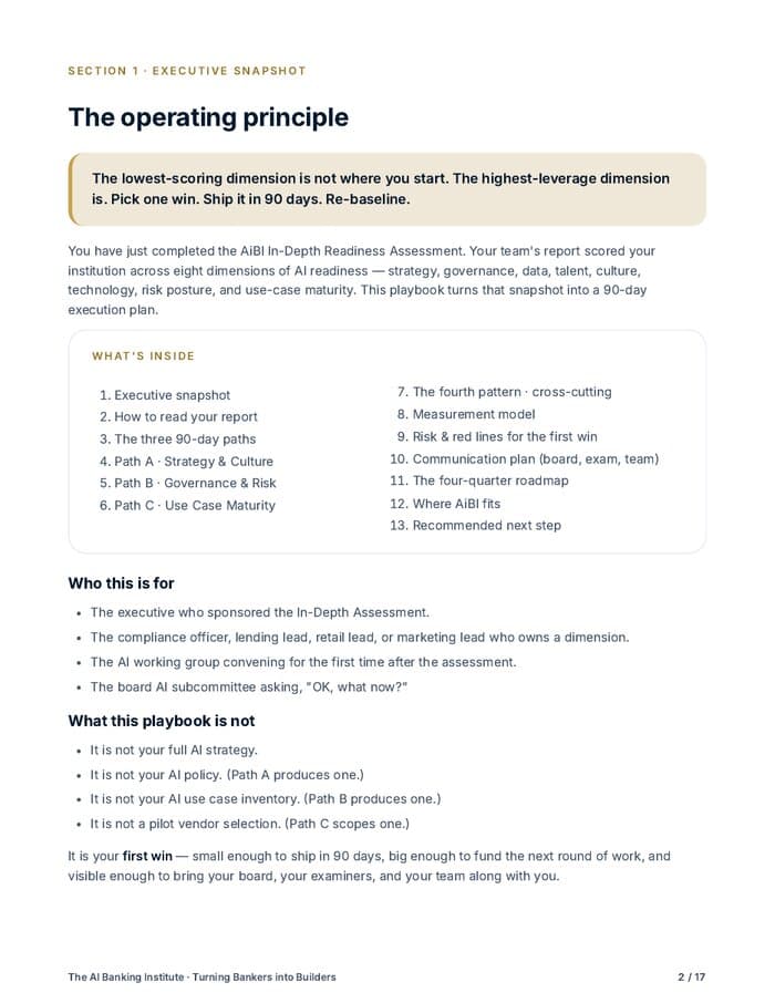 Playbook page: the operating principle